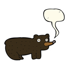 funny cartoon black bear with speech bubble