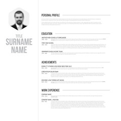 Minimalistic black and white cv / resume template