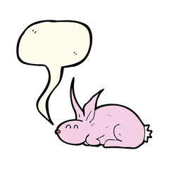 cartoon rabbit with speech bubble
