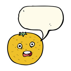 cartoon orange with speech bubble
