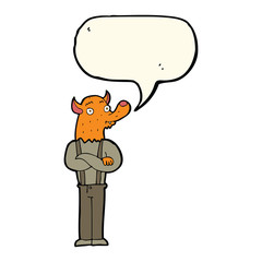 cartoon man with fox head with speech bubble