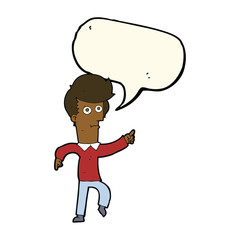 cartoon man pointing with speech bubble