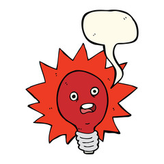 cartoon red lightbulb with speech bubble