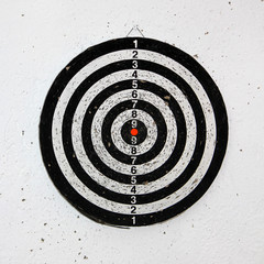 Target on a wall with the hit marks