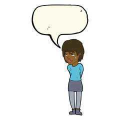 cartoon woman with plaster on face with speech bubble