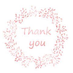 Thank you card with watercolor wreath.