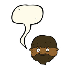 cartoon bearded man with speech bubble