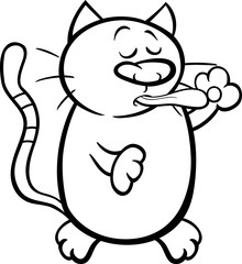 cat cleaning itself coloring page