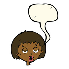 cartoon bored woman with speech bubble