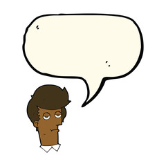 cartoon bored man with speech bubble