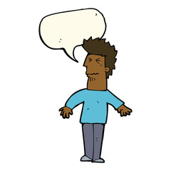 cartoon stressed man with speech bubble