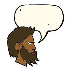 cartoon man with beard with speech bubble