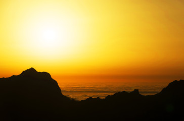 Alpine sunset light in Madeira Island, Portugal, Europe