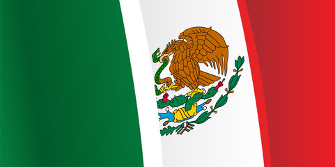 Background with waving Mexico Flag. Vector