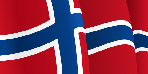 Background with waving Norwegian Flag. Vector