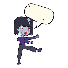 Obraz na płótnie Canvas cartoon undead girl with speech bubble