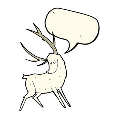 cartoon white stag with speech bubble