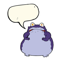 cartoon fat frog with speech bubble