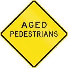 Historic Australian warning road sign - Aged Pedestrians