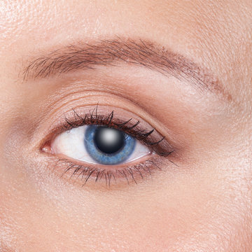 Close up of a blue woman eye