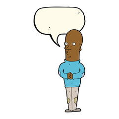 cartoon funny bald man with speech bubble