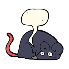 cartoon white mouse with speech bubble