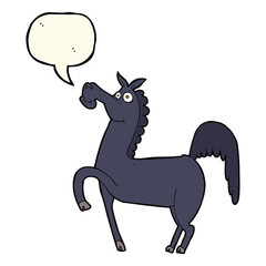 funny cartoon horse with speech bubble