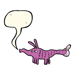 cartoon shrimp with speech bubble
