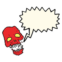 cartoon scary skull with speech bubble