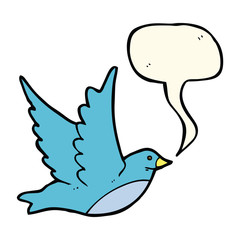cartoon flying bird with speech bubble