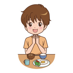 男の子　食事