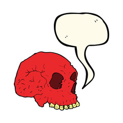 cartoon spooky skull with speech bubble