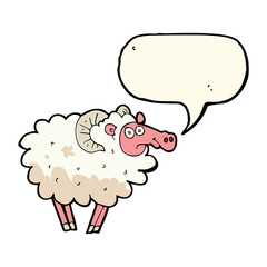 cartoon dirty sheep with speech bubble
