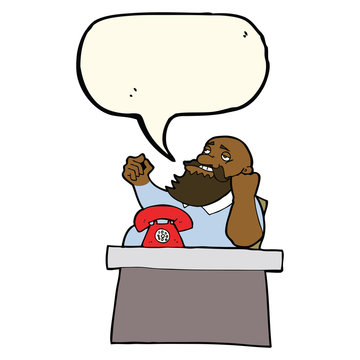 recommend clip art: cartoon arrogant boss man with speech bubble
