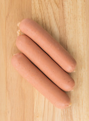 sausage on wood board