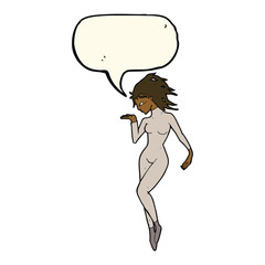 cartoon future space woman with speech bubble