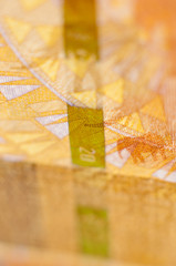 Closeup of 20 rand, South African currency