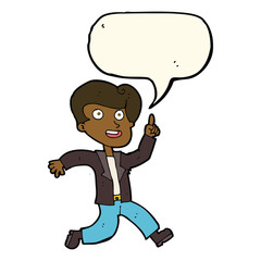 cartoon man with great idea with speech bubble