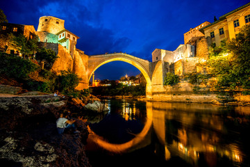 Mostar city night view