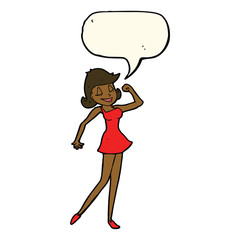 cartoon woman with can do attitude with speech bubble