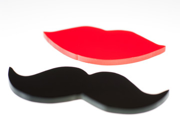 Lips and moustache made from acrylic