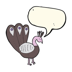 cartoon peacock with speech bubble