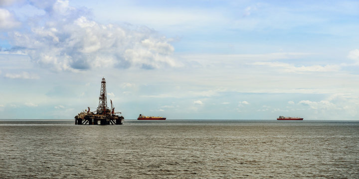 Offshore oil rig platform at sea petroleum industry
