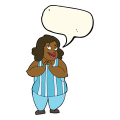 cartoon happy cook with speech bubble