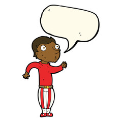 cartoon man in loud clothes with speech bubble