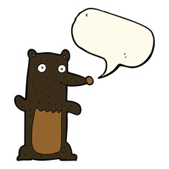 cartoon black bear with speech bubble