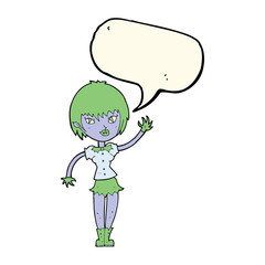 cartoon vampire girl with speech bubble