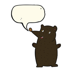 funny cartoon black bear with speech bubble