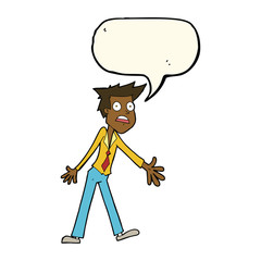 cartoon stressed man with speech bubble