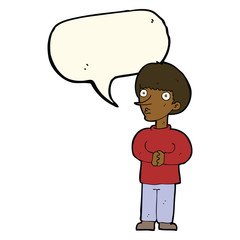 cartoon nervous man with speech bubble